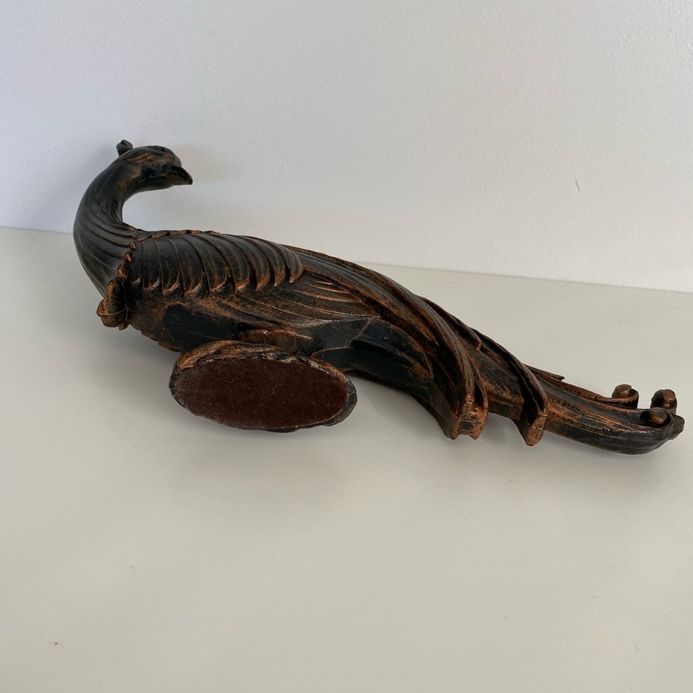 Vintage Peacock black and bronze metal bird figurine - Picture 2 of 4